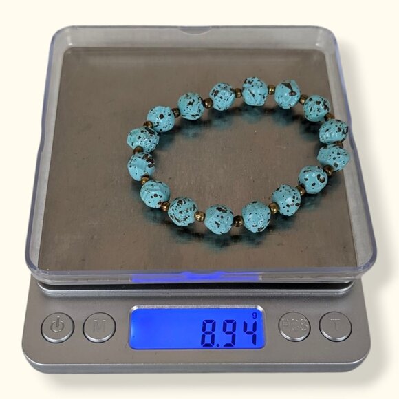 (2/$20) Faux Turquoise Beaded Stretch Bracelet - Picture 4 of 4